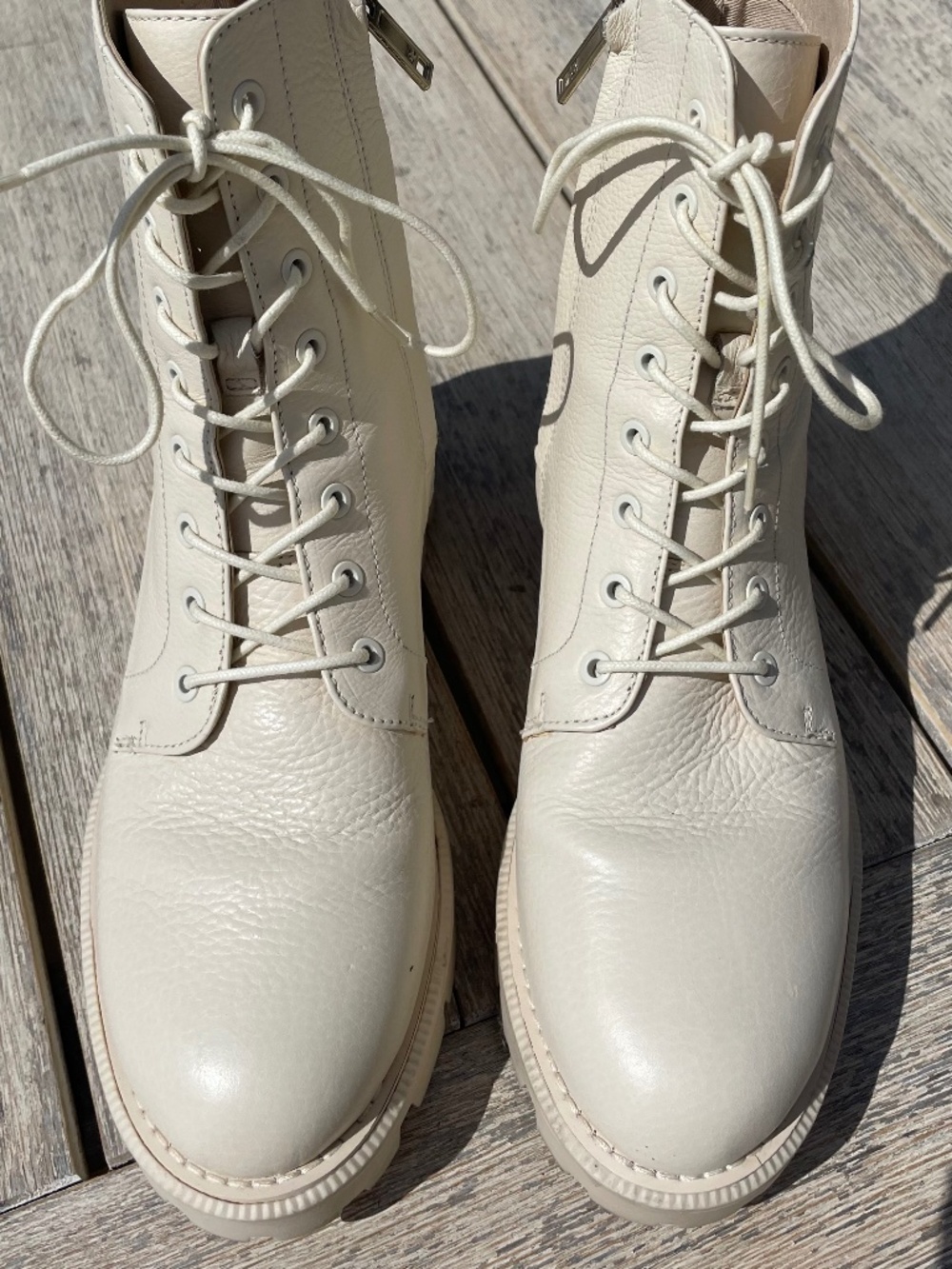 Sam Edelman Garret Platform Combat Boots Ivory Size 8 1/2 ~ Excellent Condition